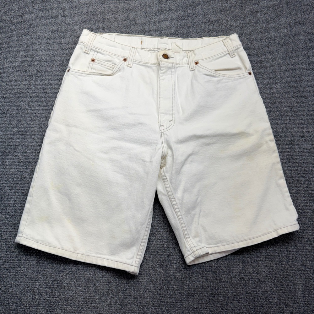 Levis 550 Relaxed Fit Denim Shorts Mens 34 White Vintage 90s Cotton Jean Shorts